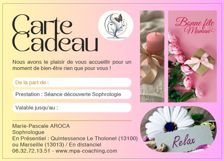 Carte cadeau fête des mères — séance de sophrologie